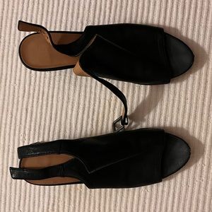 Franco Sarto Mandi Sandal Leather upper Black 9 block heel